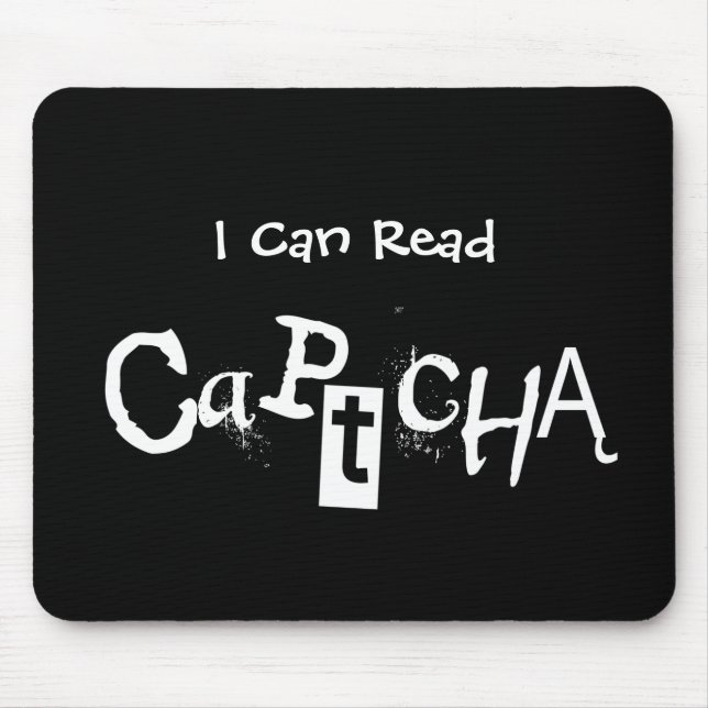 Funny kann ich Captcha in Schwarz und Weiß lesen Mousepad (Vorne)