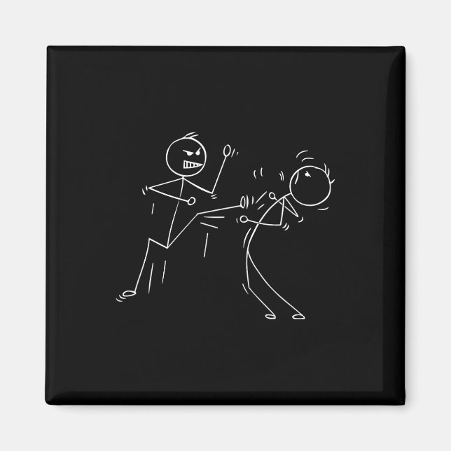 Funny Karate Strichmännchen Karate Fighters Magnet (Vorne)