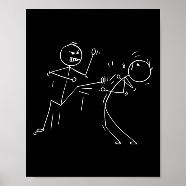 Funny Karate Strichmännchen Karate Fighters Poster (Vorne)