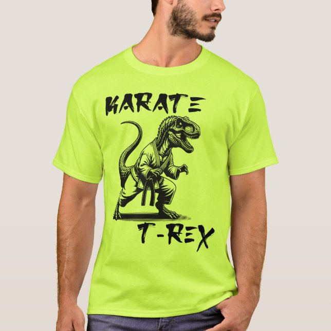 Funny Karate T-Rex Dinosaur T-Shirt (Vorderseite)