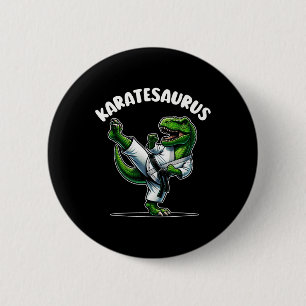 Funny Karatesaurus Dinosaur T Rex in Karate Gi Bla Button