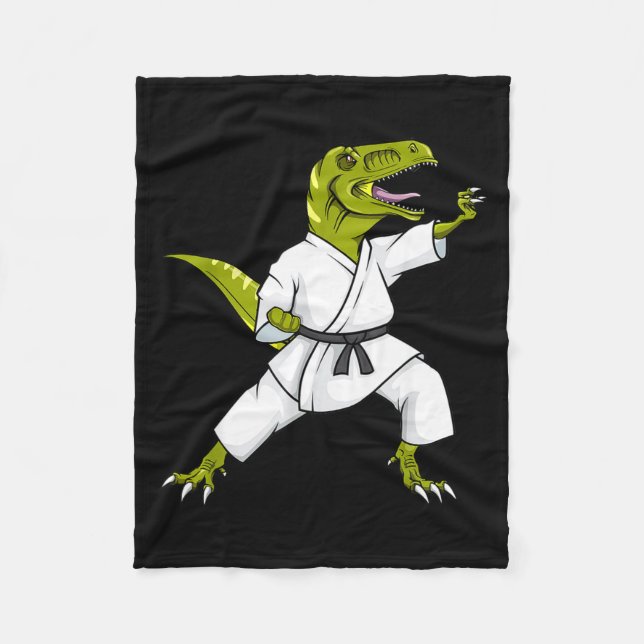 Funny Karatesaurus T-rex Dinosaur Karate Samurai D Fleecedecke (Vorderseite)