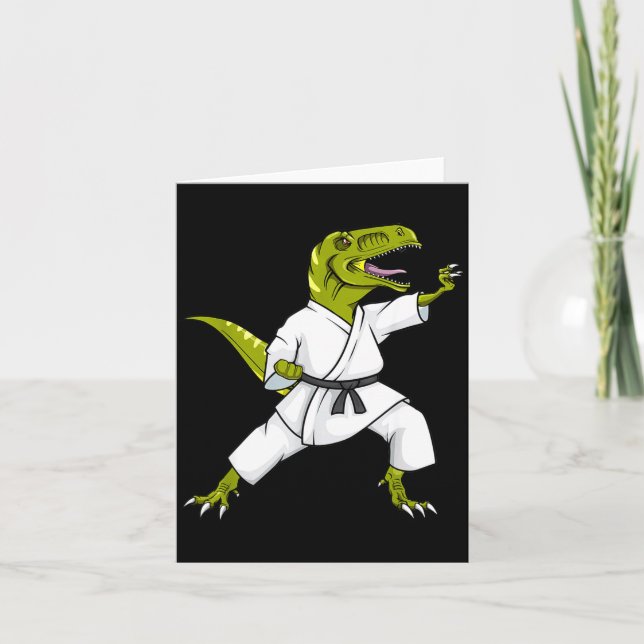 Funny Karatesaurus T-rex Dinosaur Karate Samurai D Karte (Vorderseite)