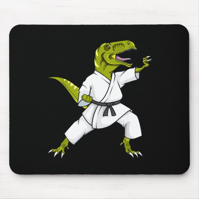 Funny Karatesaurus T-rex Dinosaur Karate Samurai D Mousepad (Vorne)