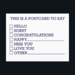 Funny Karo Mark Wählen Sie Ihren Gruß Feiertagspostkarte<br><div class="desc">Diese lustige Postkarte ist der perfekte Weg, um zu sagen, was immer man sehen muss. Karo einfach von der Stimmung deiner Wahl ab und schicke diese Postkarte an deinen Empfänger. Und damit Sie nicht denken, dass diese Karte völlig unpersönlich ist, hat der leere Rücken Platz, um Ihre eigene personalisierte Nachricht...</div>