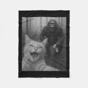 Funny Katze überrascht glücklich Selfie mit Bigfoo Fleecedecke