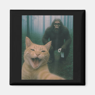 Funny Katze überrascht glücklich Selfie mit Bigfoo Magnet