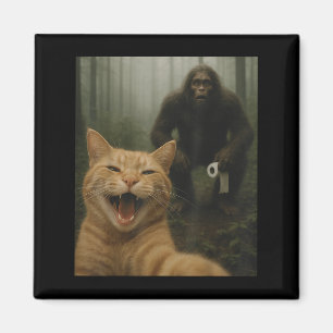 Funny Katze überrascht glücklich Selfie mit Bigfoo Magnet
