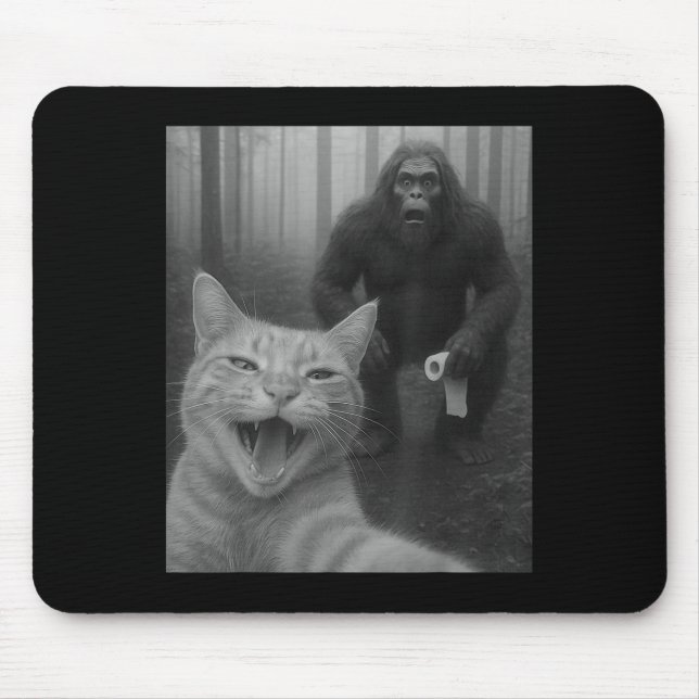 Funny Katze überrascht glücklich Selfie mit Bigfoo Mousepad (Vorne)