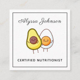 Funny Kawaii Avocado & Egg Keto Theme Nutritionist Quadratische Visitenkarte