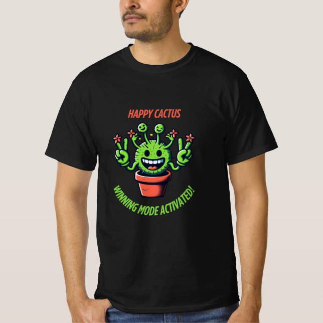 Funny Kawaii Cactus - Happy Pflanze T-Shirt (Vorderseite)