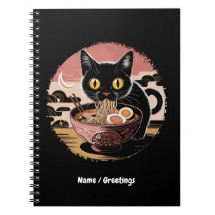 Funny Kawaii Cat Eating Ramen Noodles Niedlich Ani Notizblock
