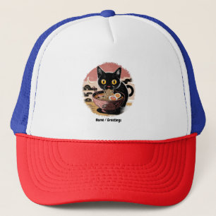Funny Kawaii Cat Eating Ramen Noodles Niedlich Ani Truckerkappe