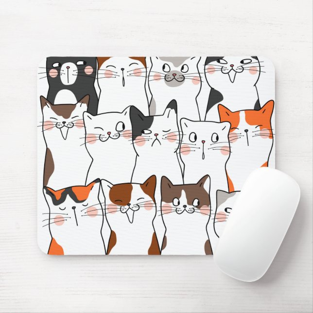 Funny Kawaii Cats Mousepad (Mit Mouse)