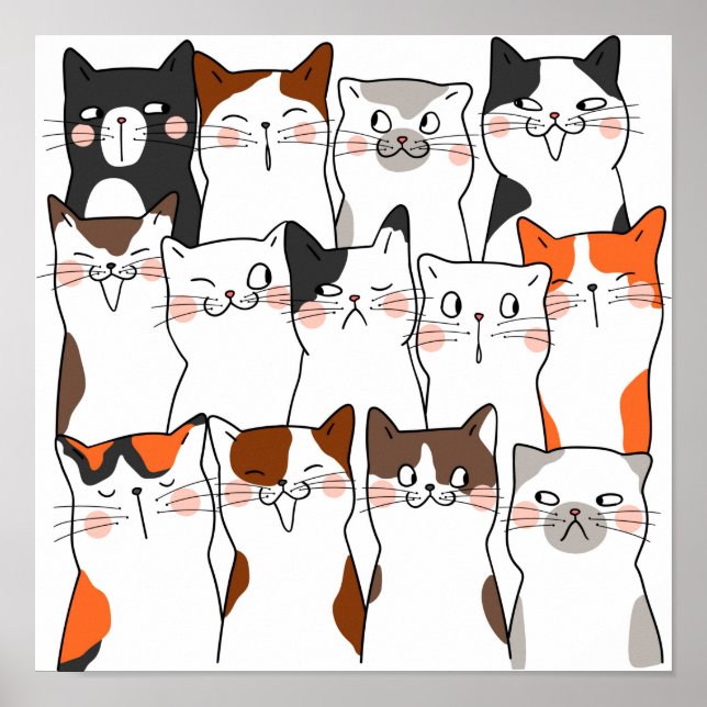Funny Kawaii Cats Poster (Vorne)