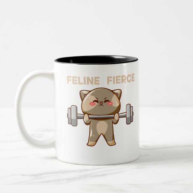 Funny Kawaii Chat Lifting Weights mug (Gauche)