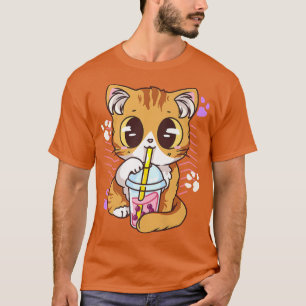 Funny Kawaii Niedlich Cat Boba Blubble Milk Tee An