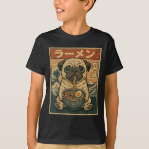 Funny Kawaii Ramen Mops Japanischer Noodles Mops E T-Shirt