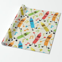 Funny Kawaii tanzende Crayons mit Musiknoten