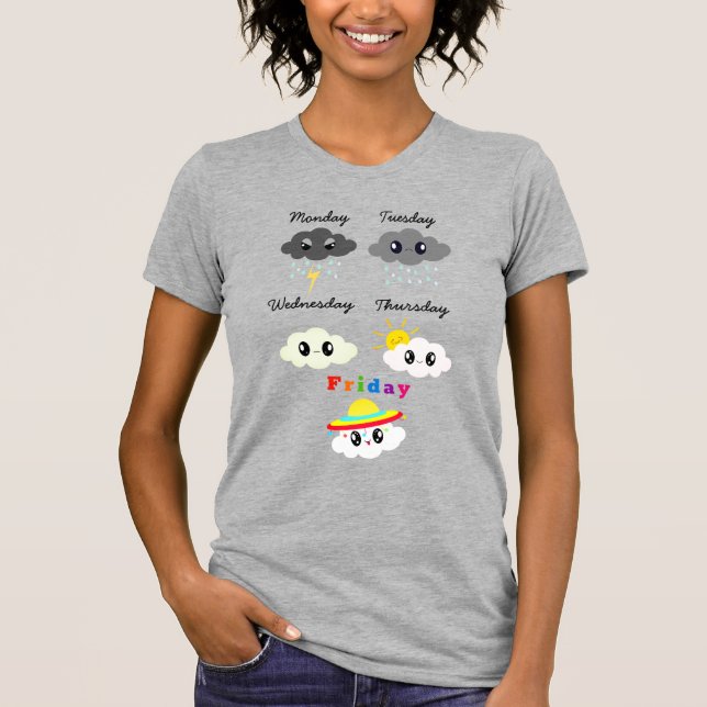 Funny Kawaii Wolken des Cartoon der Woche T-Shirt (Vorderseite)