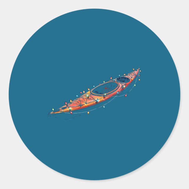 Funny Kayak Christmas Graphics Lights Lover Kayaki Runder Aufkleber (Vorderseite)