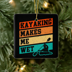Funny Kayak Lover Kayaking Retro River Kayaker Keramikornament