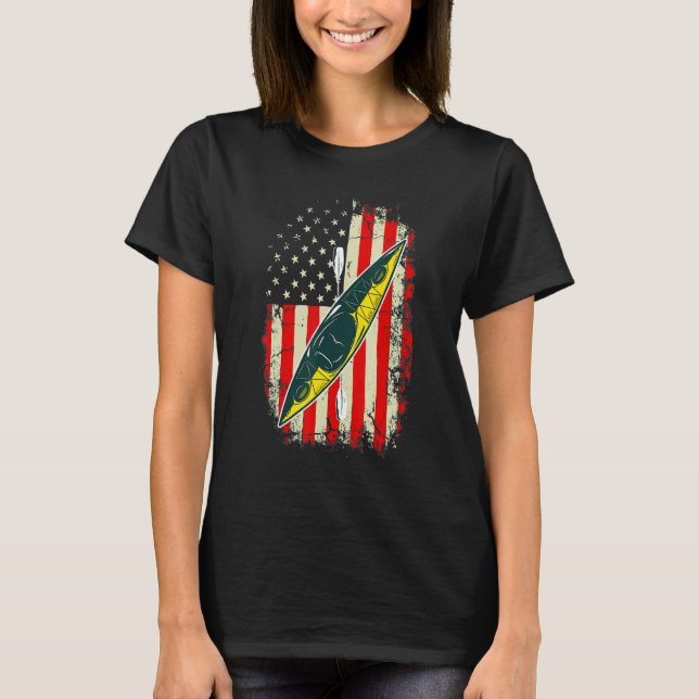 Funny Kayaking für Männer Coole amerikanische Fahn T-Shirt (Vorderseite)