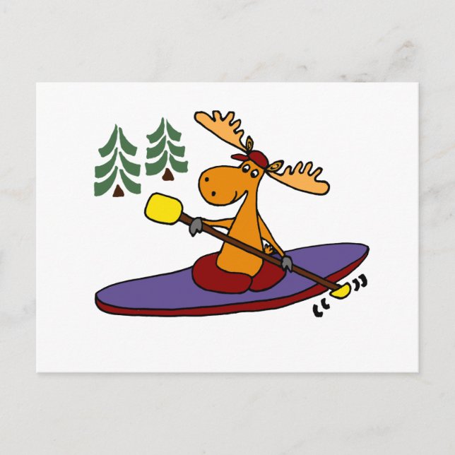Funny Kayaking Moose Postkarte (Vorderseite)