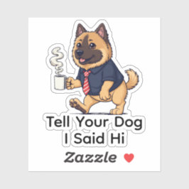 Funny Keeshond Dog Business Suit Coffee  Aufkleber
