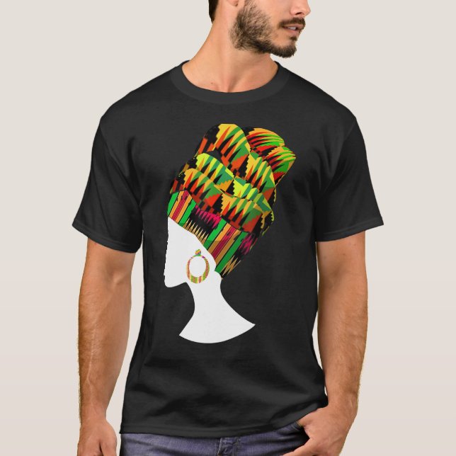 Funny Kente Cloth Head Wrap Gift For African Ameri T-Shirt (Vorderseite)