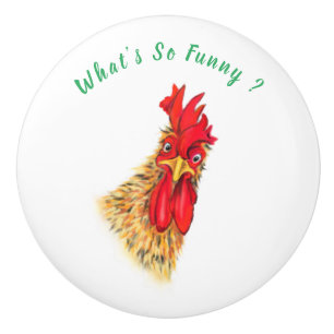 Funny Keramik Knoblauch mit überraschendem Rooster Keramikknauf