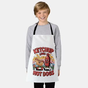 Funny Ketchup und Hot Dog Cartoon Retro Food Art Schürze