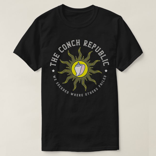 Funny Key West Conch Republik Florida Flag Secessi T-Shirt (Design vorne)