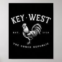 Funny Key West Rooster Chicken Sunrise Fischen Sur