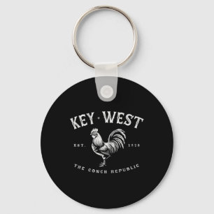 Funny Key West Rooster Chicken Sunrise Fischen Sur Schlüsselanhänger