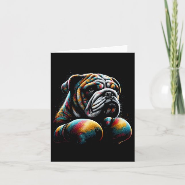 Funny Kickboxing oder Boxing Bulldog Dog für Men W Karte (Vorderseite)