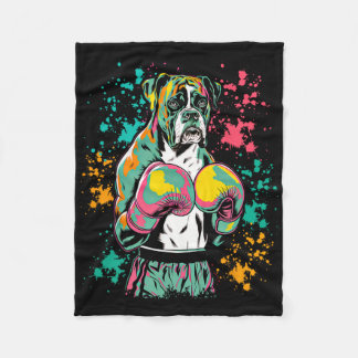 Funny Kickboxing Or Boxing Boxer Dog _1 Fleecedecke