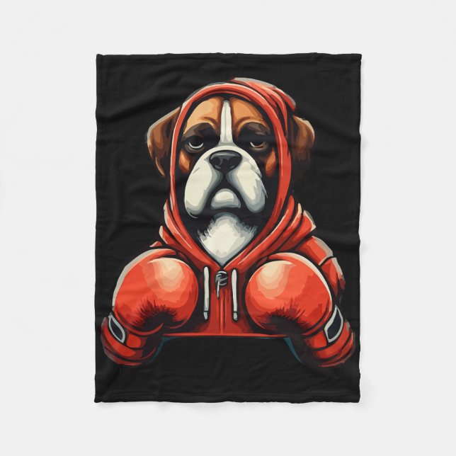Funny Kickboxing Or Boxing Boxer Dog  Fleecedecke (Vorderseite)