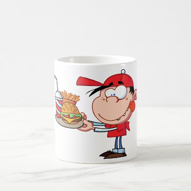 Funny Kid Fast Food Lover Burger, Fries und Drink Kaffeetasse (Von Creator hochgeladen)
