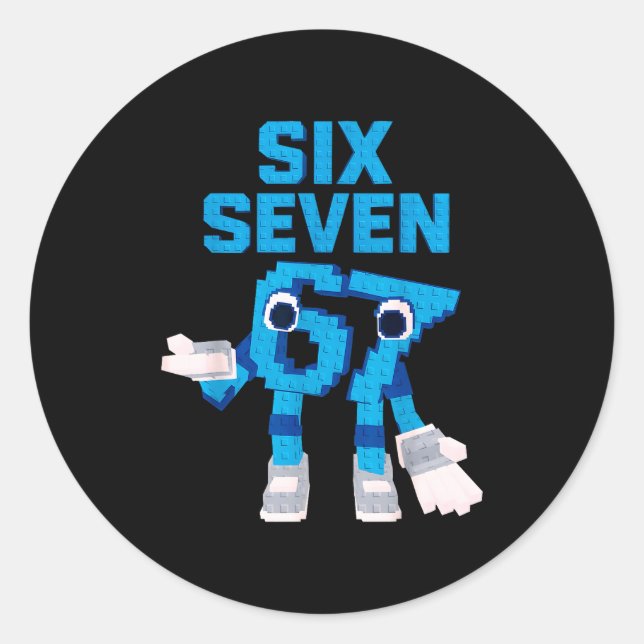 Funny Kid Meme Six Seven 6 7 Italian Brainrot Bruh Runder Aufkleber (Vorderseite)