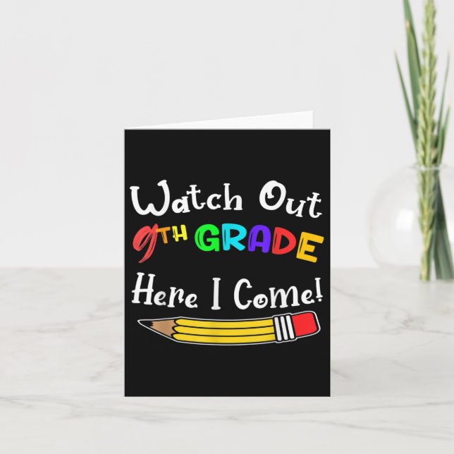 Funny Kids Back to School Achtung 9. Klasse hier Karte (Vorderseite)