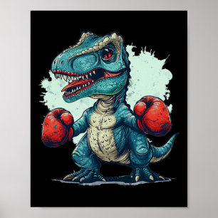 Funny Kids Boxing Dinosaurier mit Boxhandschuhen k Poster
