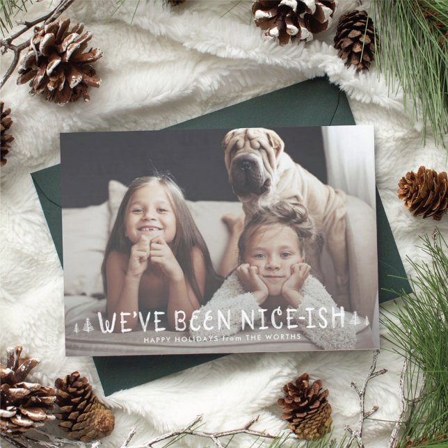 Funny Kids Christmas Card Naughty or Nice-ish Einladung (Von Creator hochgeladen)