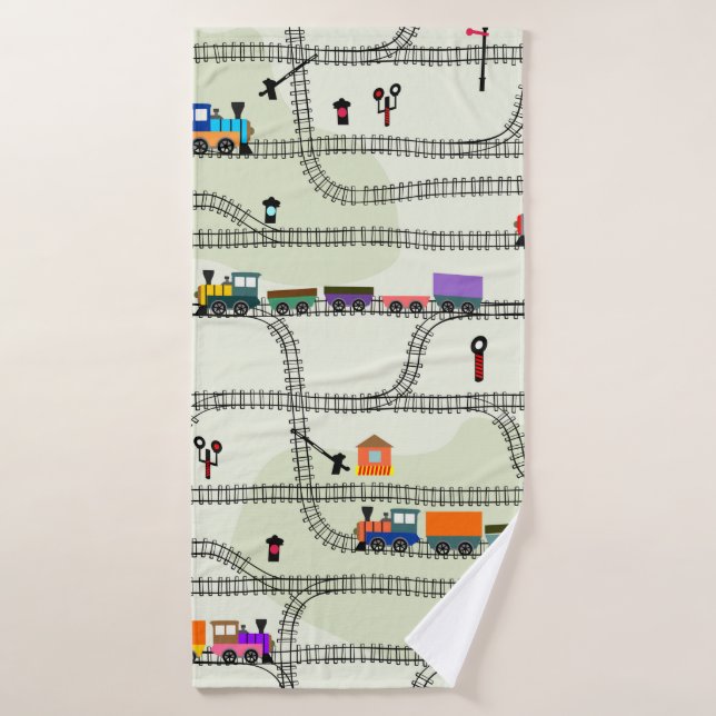 Funny kids nahtlose Musterbahn mit locomotiv Badehandtuch (Badehandtuch)