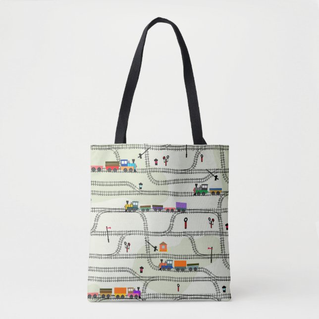 Funny kids nahtlose Musterbahn mit locomotiv Tasche (Vorderseite)