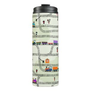 Funny kids nahtlose Musterbahn mit locomotiv Thermosbecher