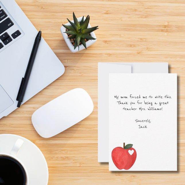 Funny Kids Note, Red Apple, Lehrer Wertschätzung Dankeskarte (Von Creator hochgeladen)