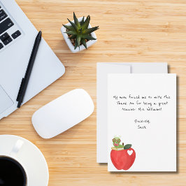 Funny Kids Note, Red Apple, Lehrer Wertschätzung Dankeskarte