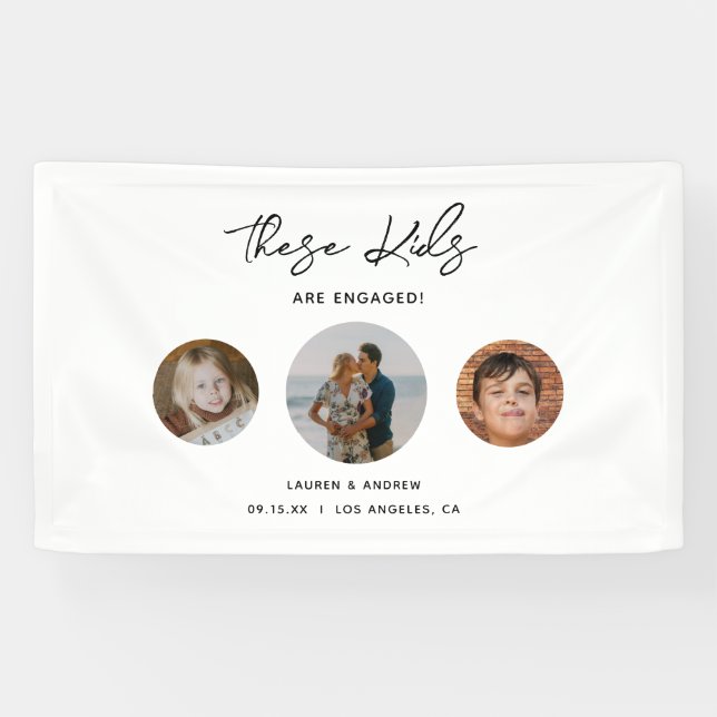 Funny Kids School Foto Engagement Party Willkommen Banner (Horizontal)