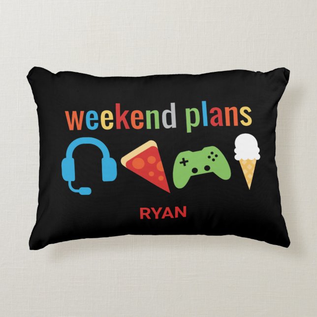 Funny Kids Weekend plant Gamer Video Game Boys Dekokissen (Vorderseite)